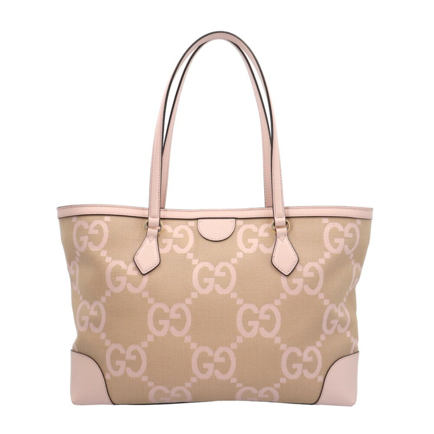 Gucci Beige Pink Canvas Leather Tote Bag ()