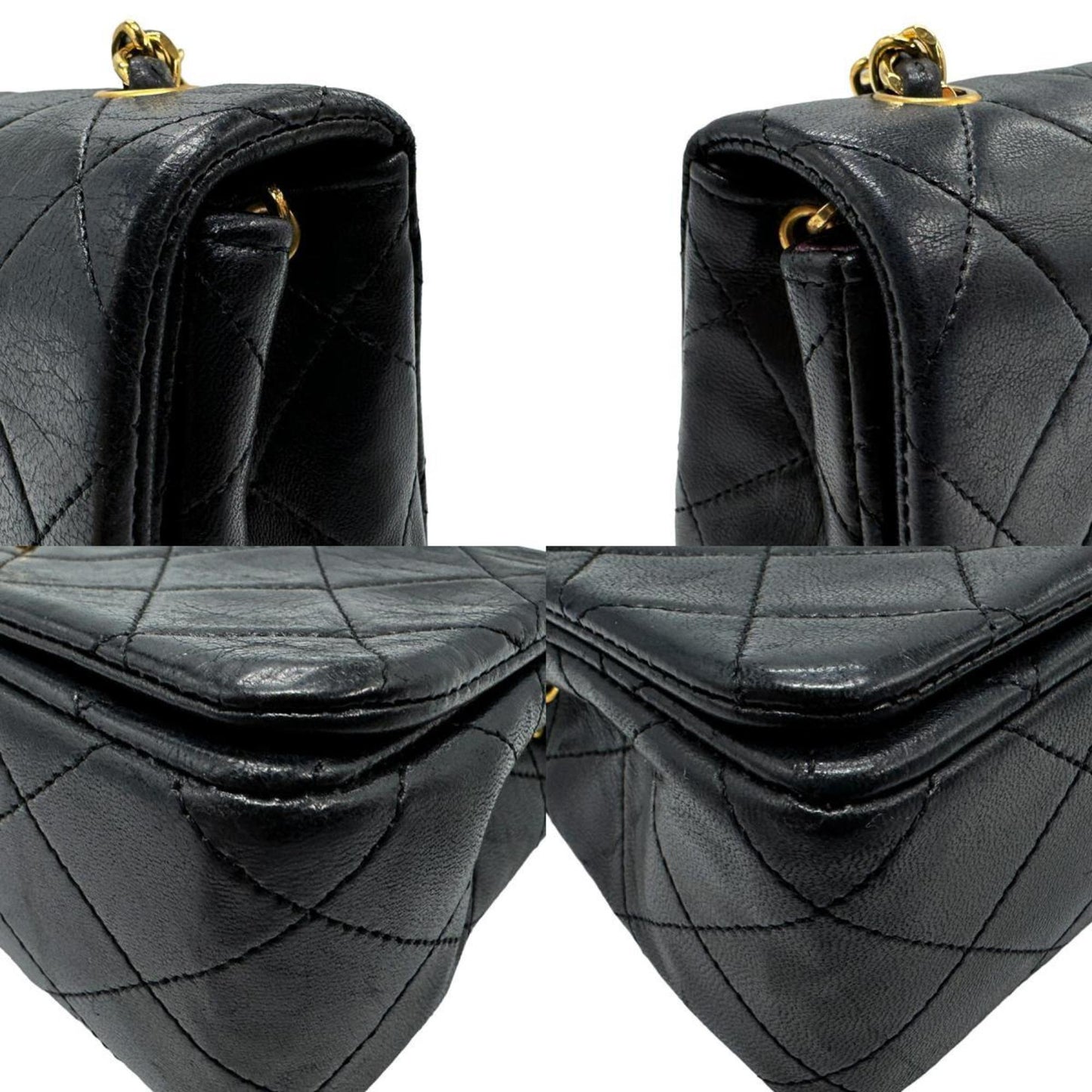 Chanel Black Leather Metal Shoulder Bag ()