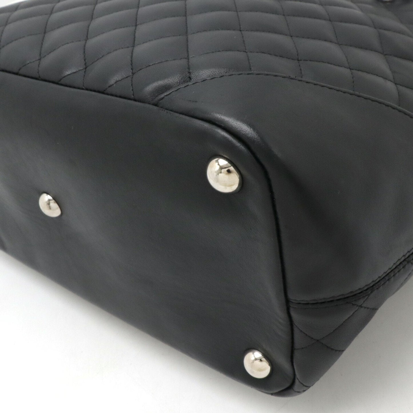 Chanel Black White Leather Shoulder Bag Tote Bag ()