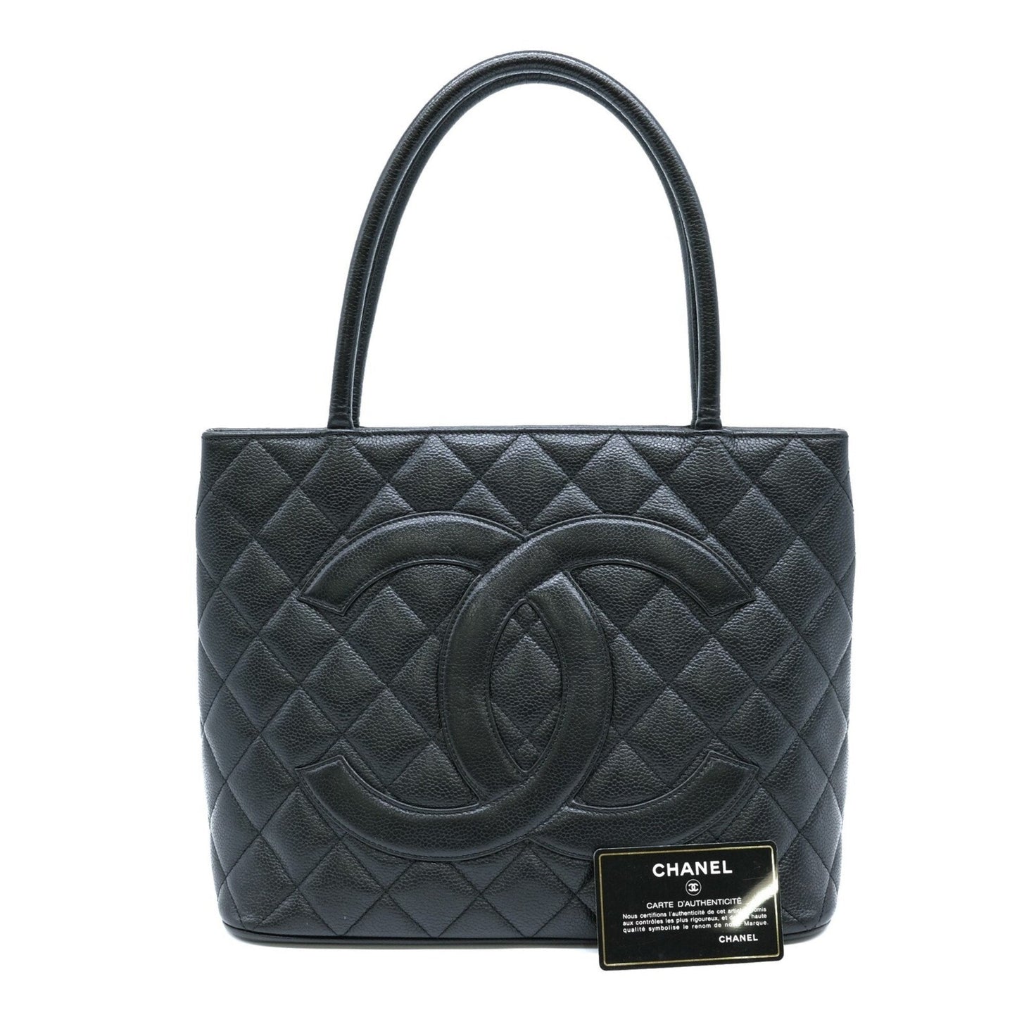 Chanel Black Caviar Leather Handbag Tote Bag ()