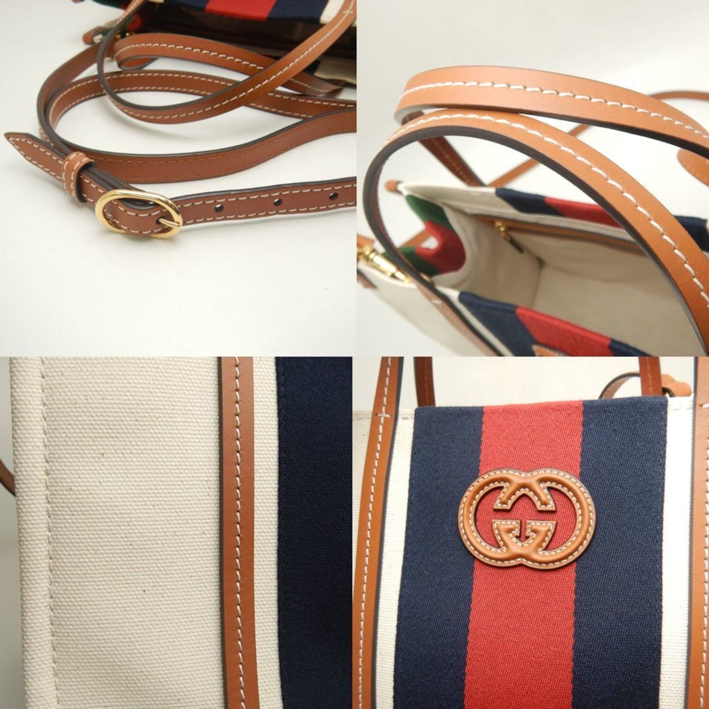 Gucci Brown Ivory Canvas Tote Bag ()