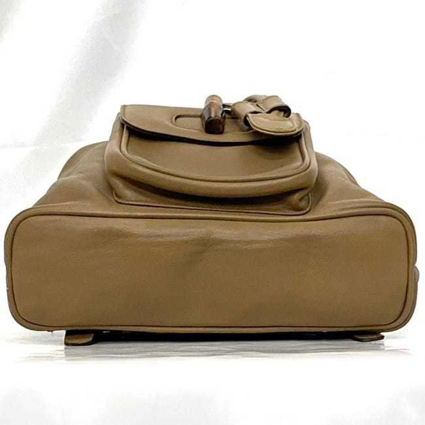 Gucci Beige Leather Bamboo Backpack ()