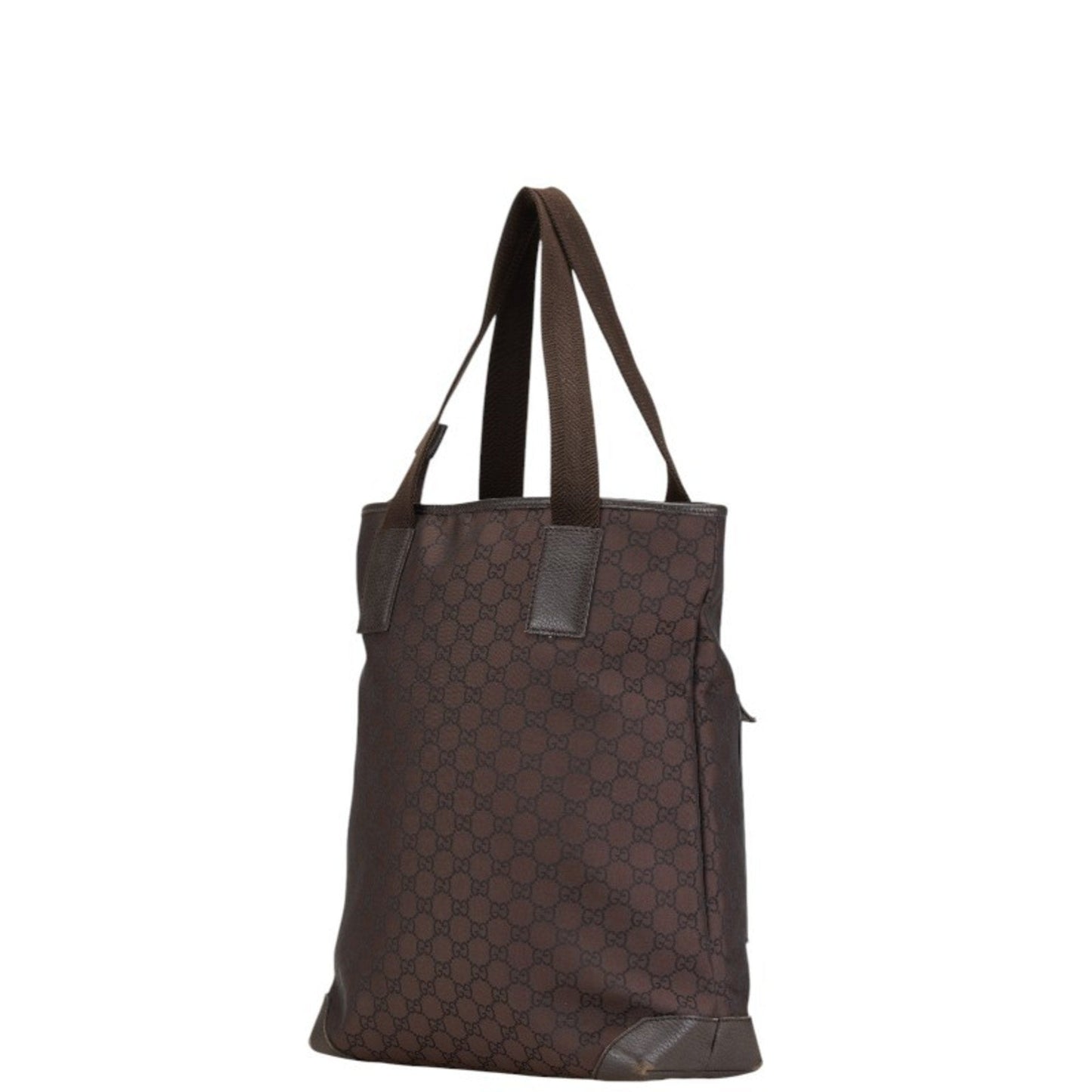 Gucci Brown Canvas Leather Shoulder Bag Tote Bag ()