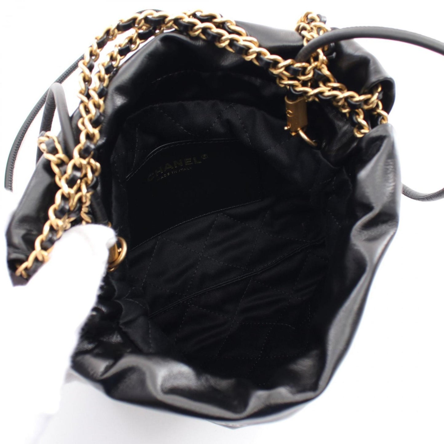 Chanel Black White Leather Shoulder Bag ()