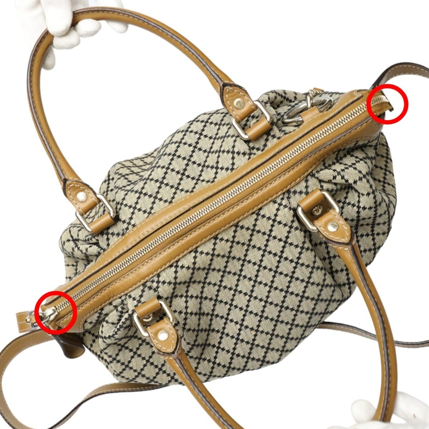 Gucci Beige Brown Canvas Shoulder Bag Tote Bag ()