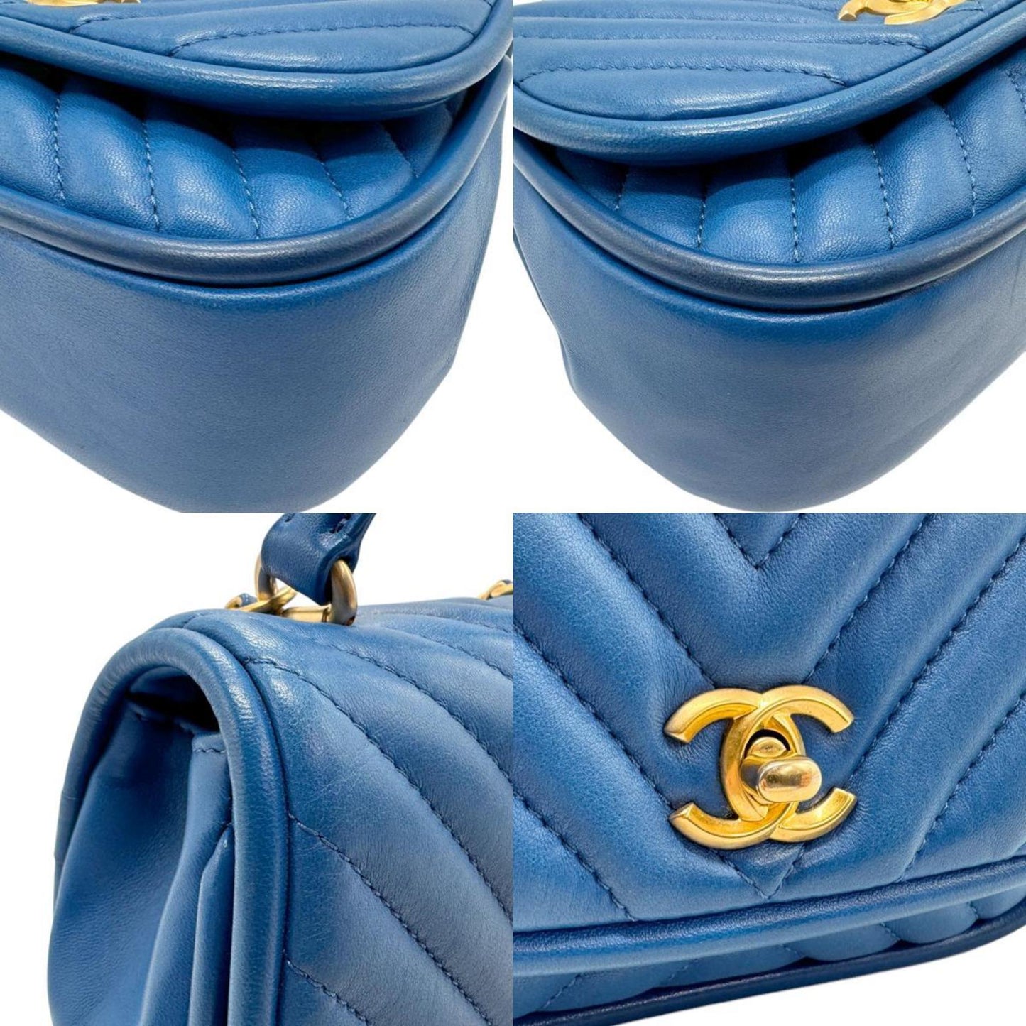 Chanel Blue Leather Handbag Shoulder Bag ()