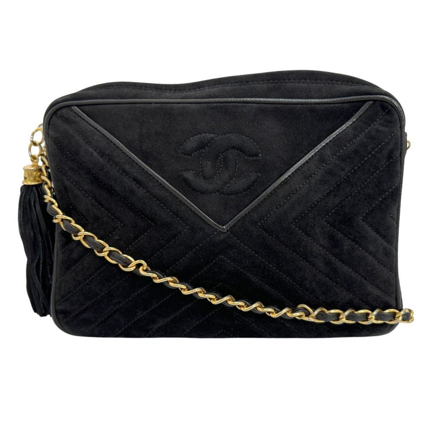 Chanel Black Suede Shoulder Bag ()