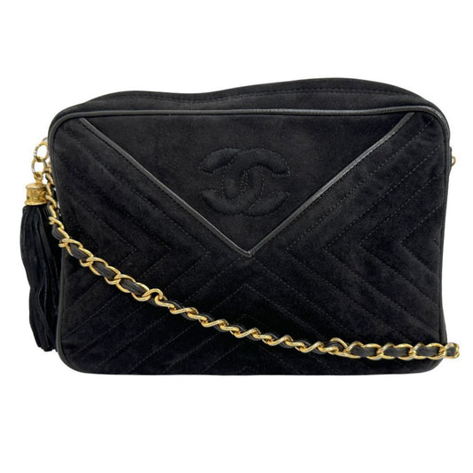 Chanel Black Suede Shoulder Bag ()
