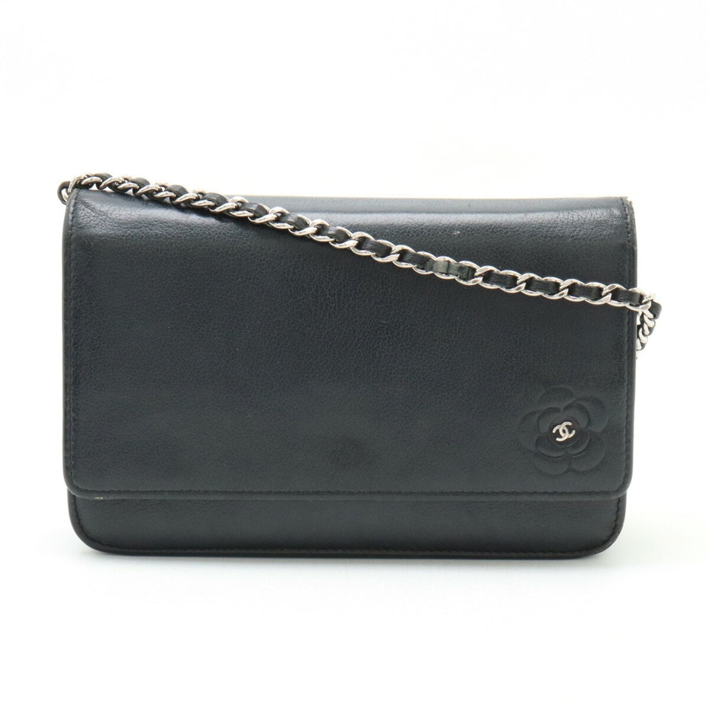 Chanel Black Leather Chain/Shoulder Wallet ()