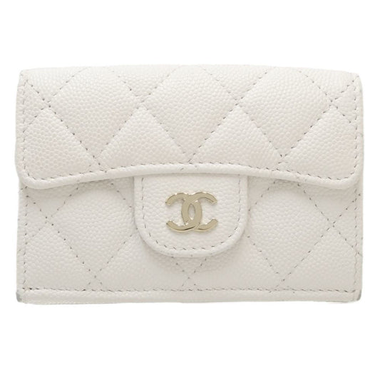 Chanel White Grained Calfskin Wallet (Tri-Fold) ()