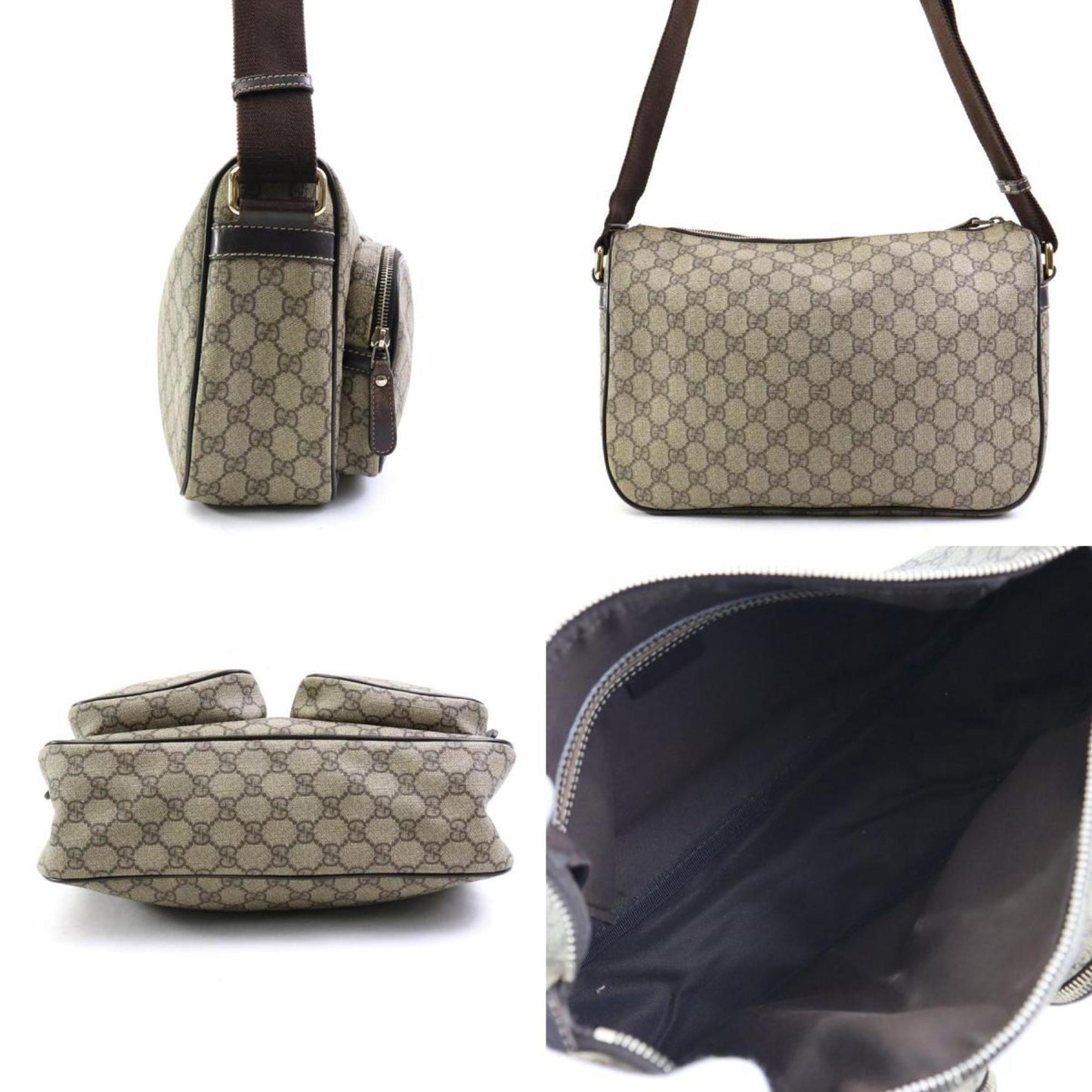 Gucci Brown Gg Supreme Canvas Shoulder Bag ()