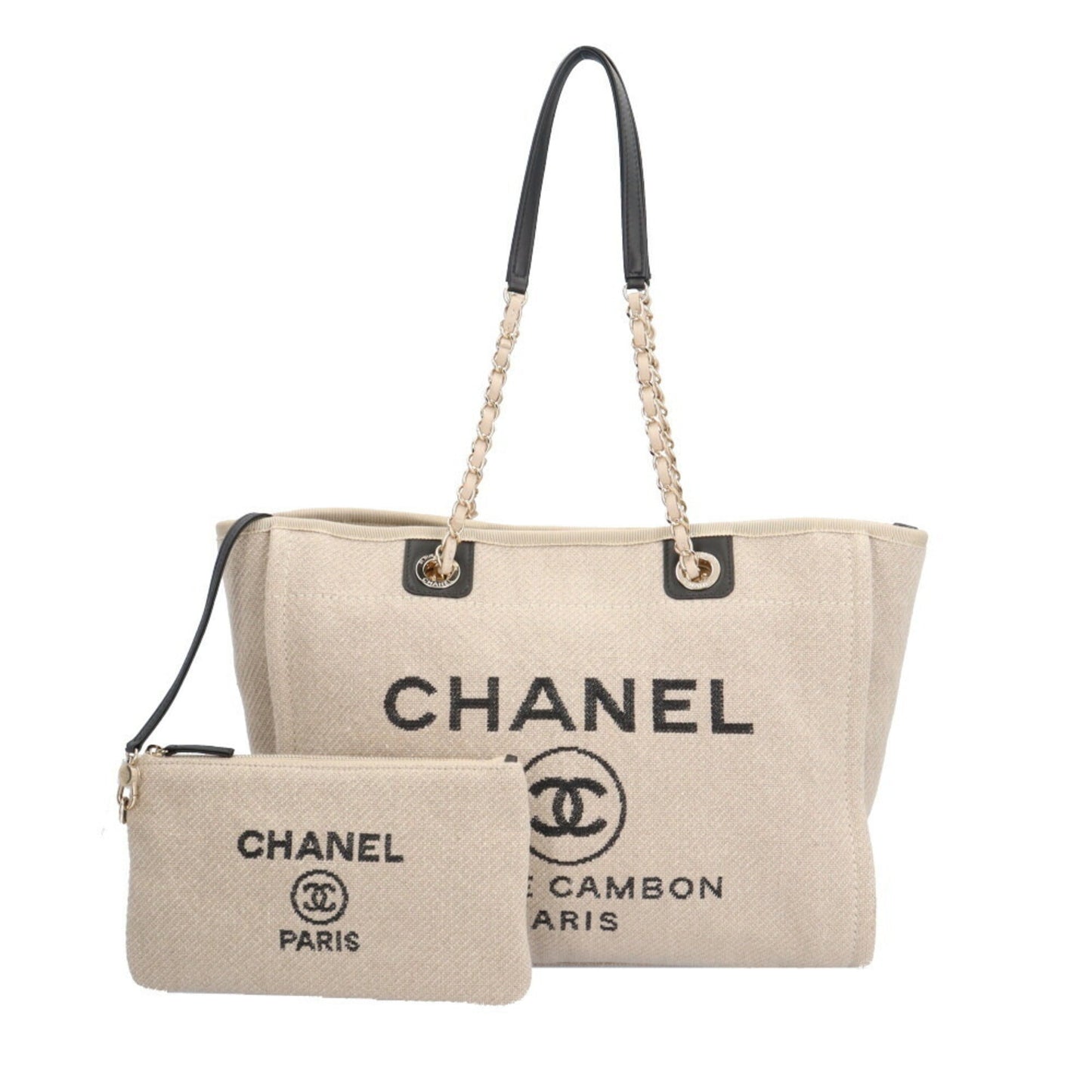 Chanel Beige Canvas Leather Tote Bag ()