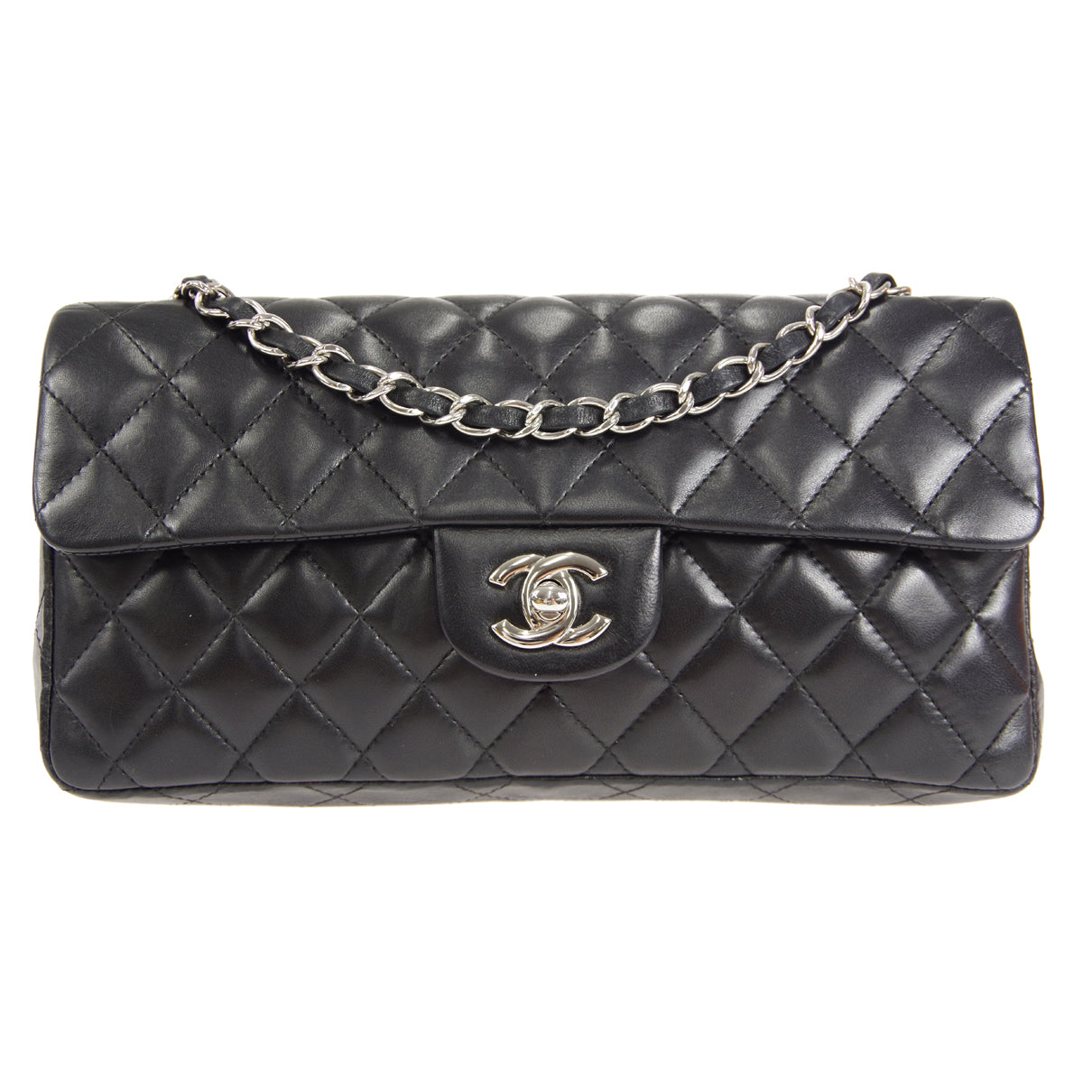 CHANEL 2006-2008 East West SHW Black Lambskin