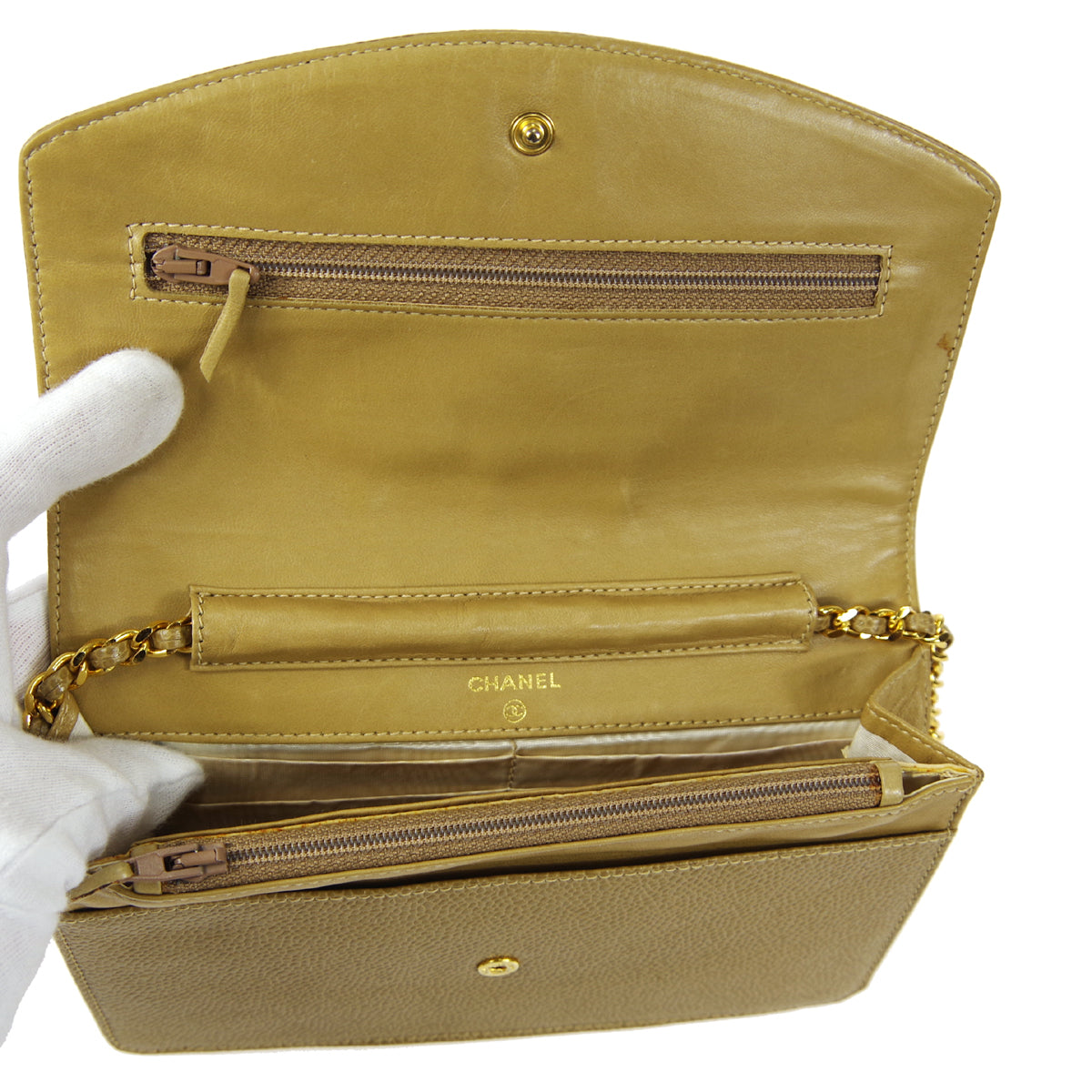 CHANEL 1996-1997 Timeless WOC Beige Caviar