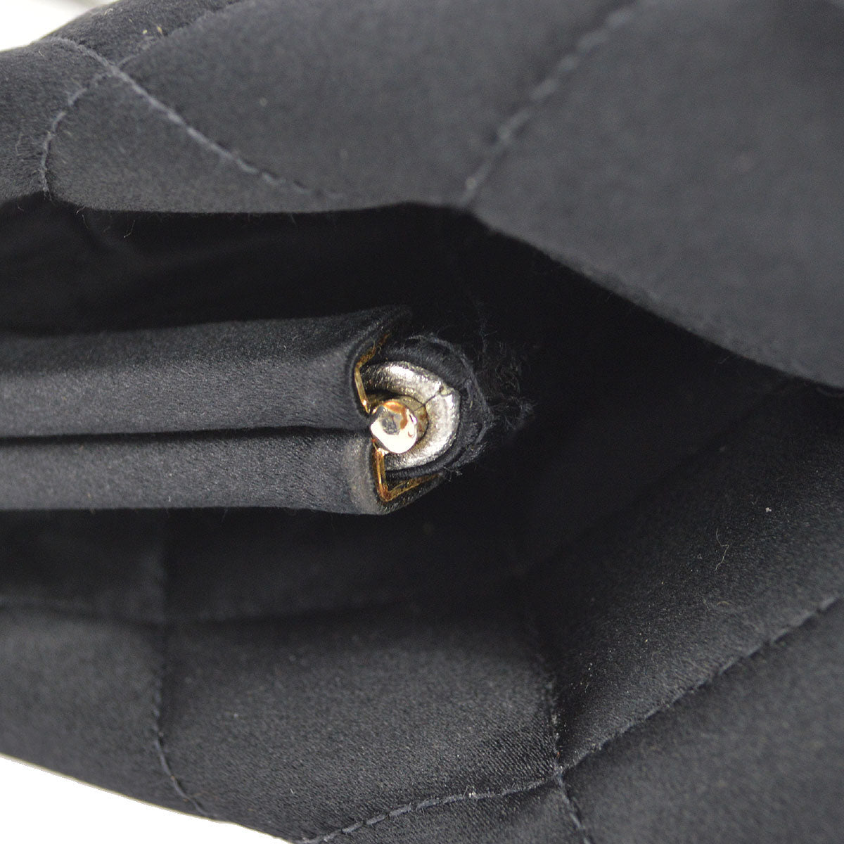 CHANEL 1996-1997 Kisslock CC Handbag Black Satin