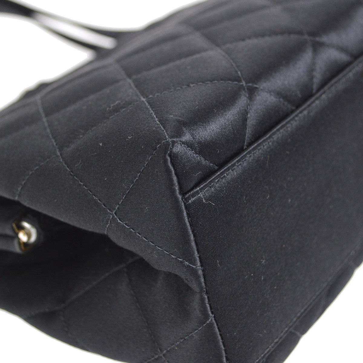 CHANEL 1996-1997 Kisslock CC Handbag Black Satin