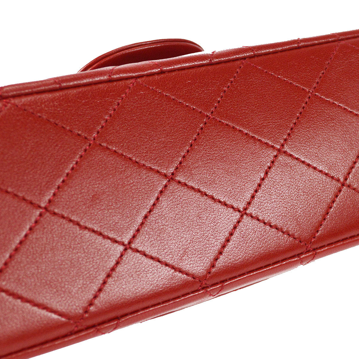 CHANEL 1989-1991 Classic Double Flap Medium Red Lambskin