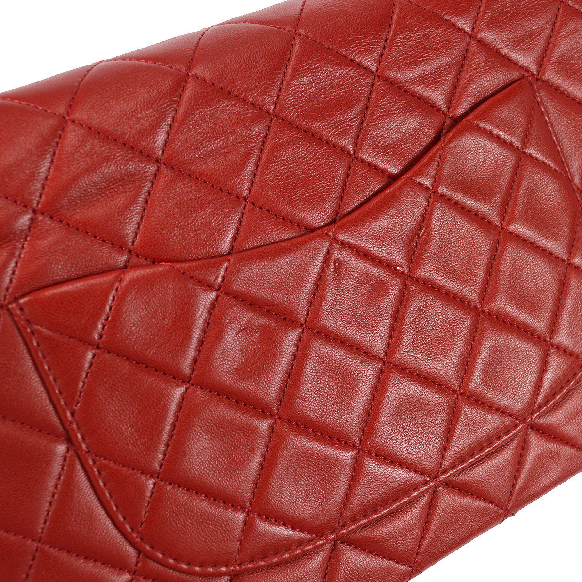 CHANEL 1989-1991 Classic Double Flap Medium Red Lambskin