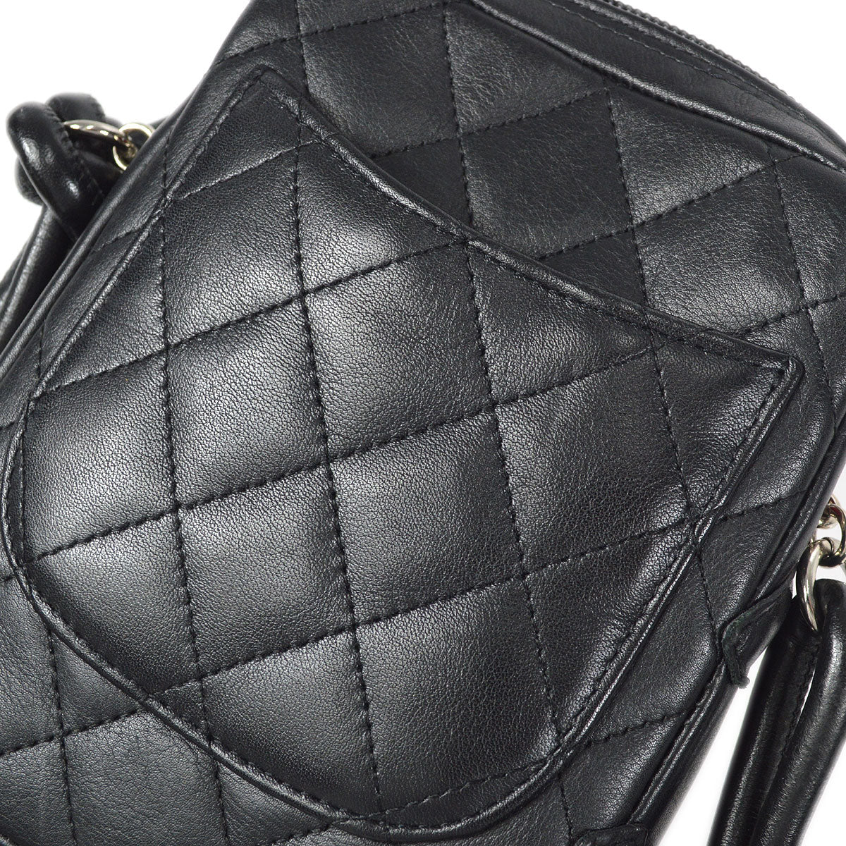 CHANEL Cambon Ligne Shoulder Bag Black Calfskin