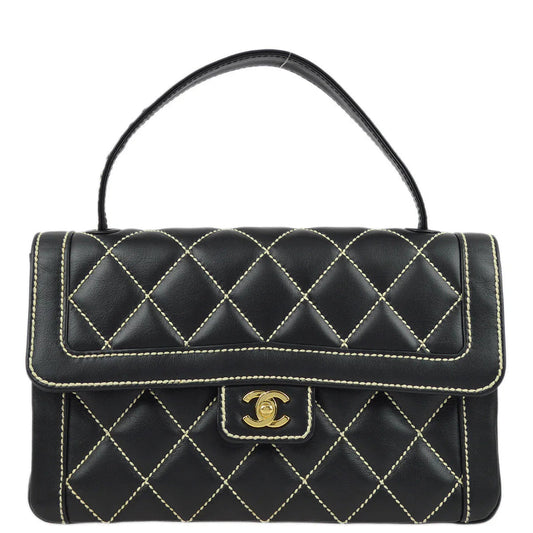 Chanel 2004-2005 Black Calfskin Wild Stitch Handbag