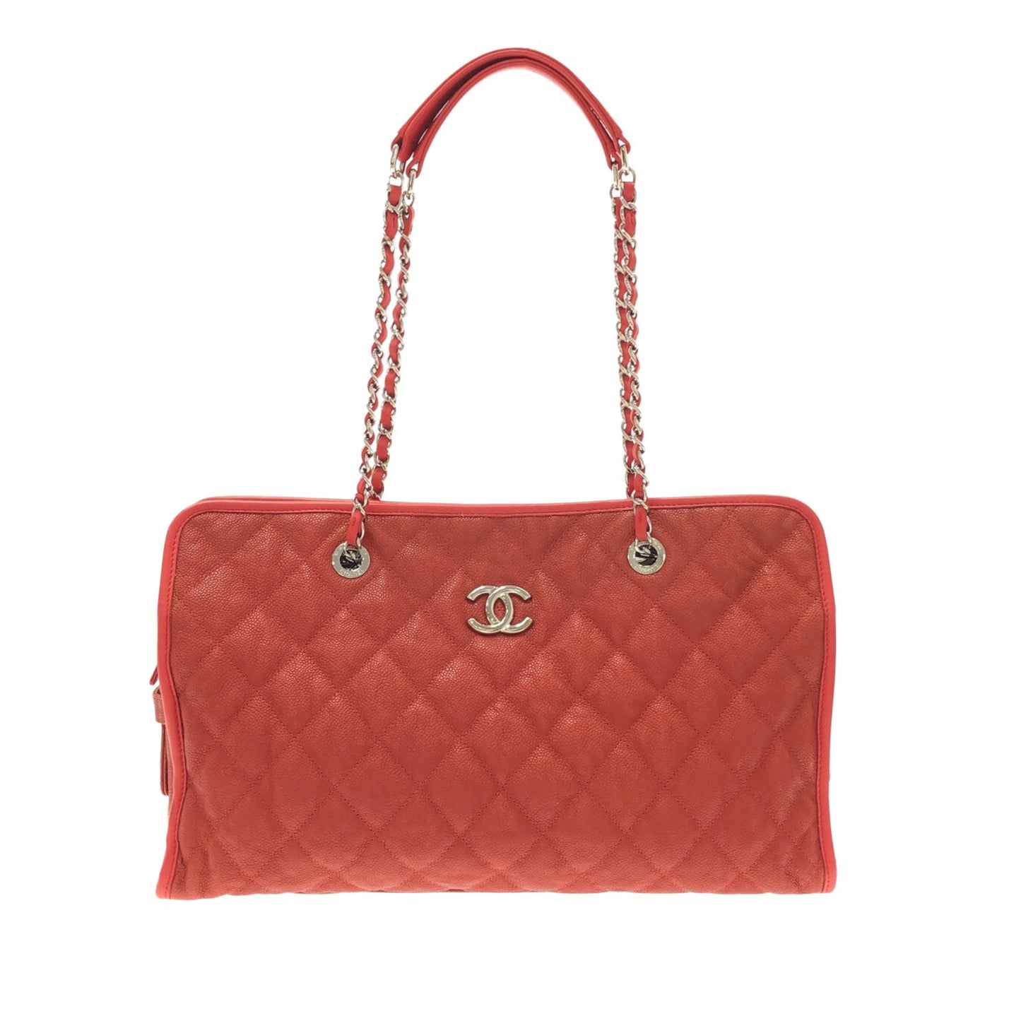 Red Chanel Caviar French Riviera Tote