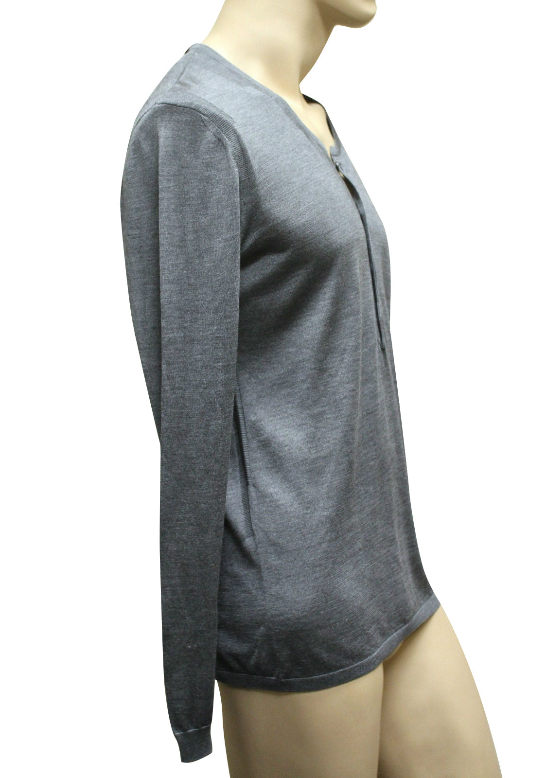Gucci Men's Top Buttoned Gray Silk Sweater