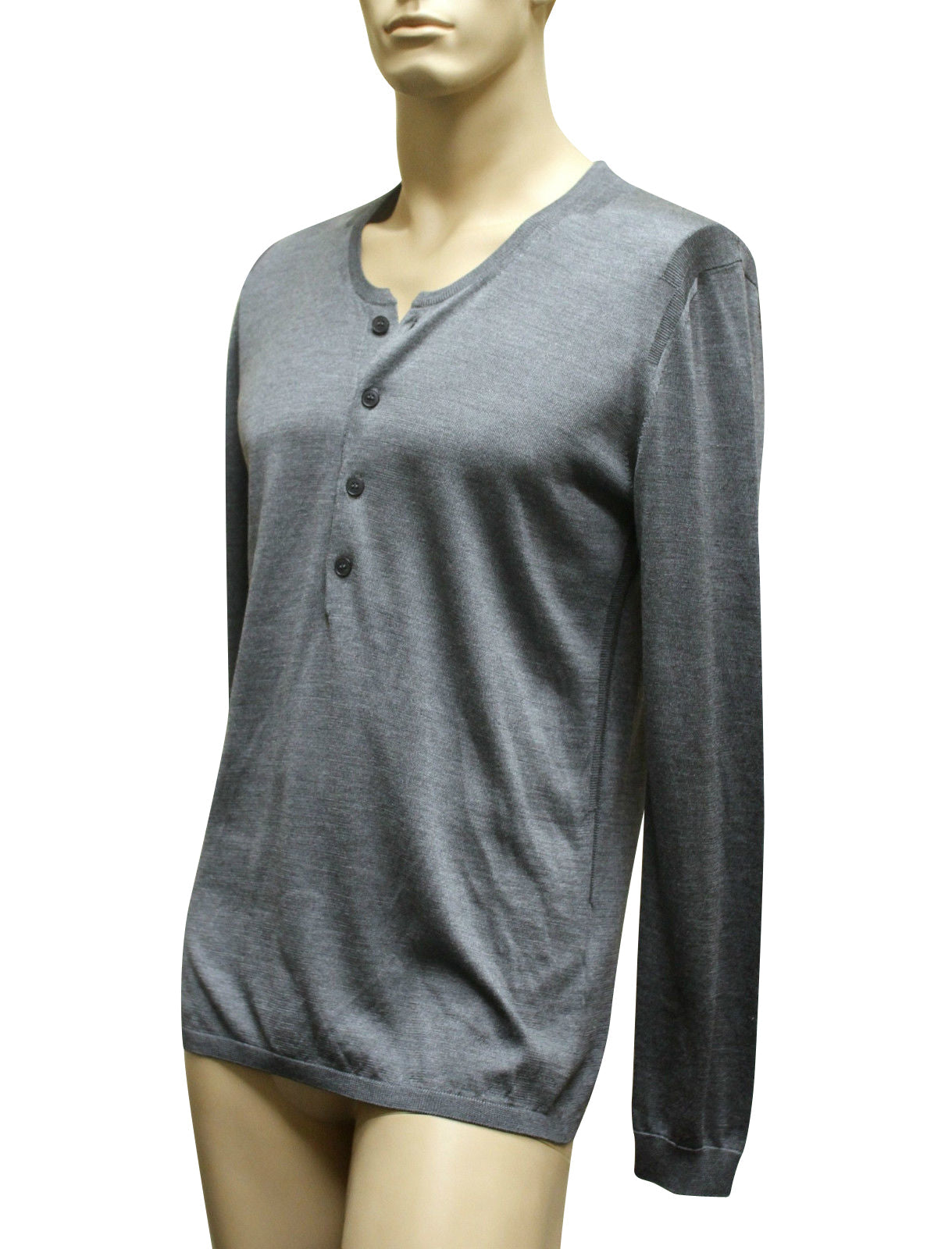 Gucci Men's Top Buttoned Gray Silk Sweater