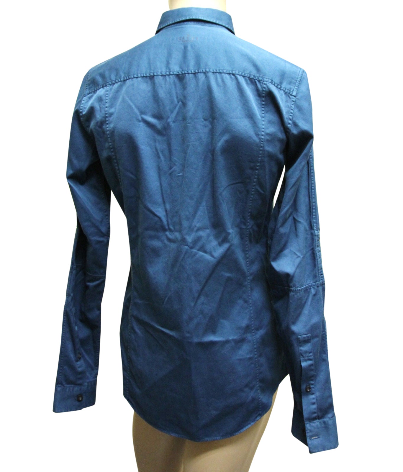 Gucci Men's Skinny Greenish Blue Cotton Dress Shirt