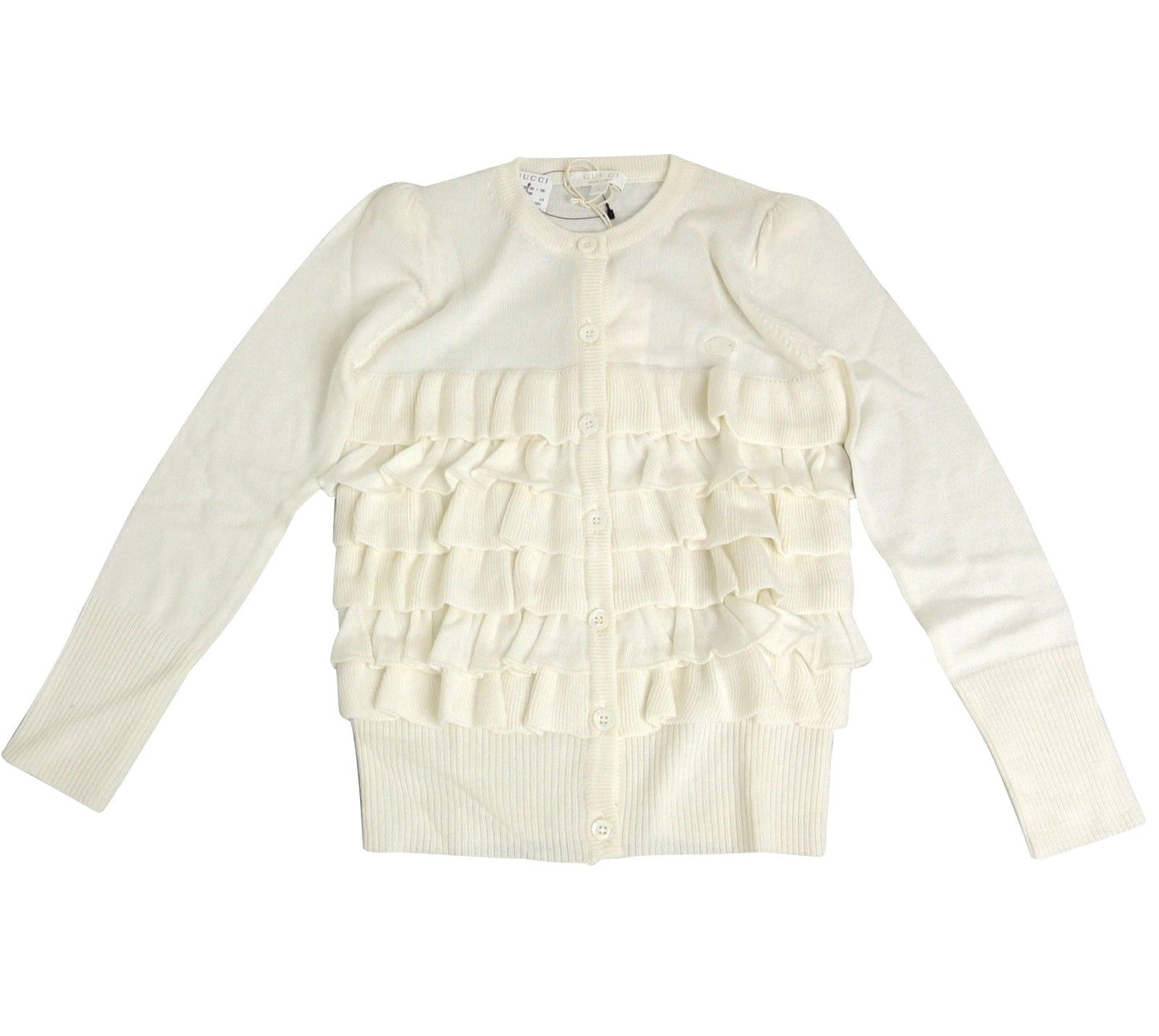 Gucci Kids White Ruffle Wool / Cashmere / Silk Sweater Top(Size 4)