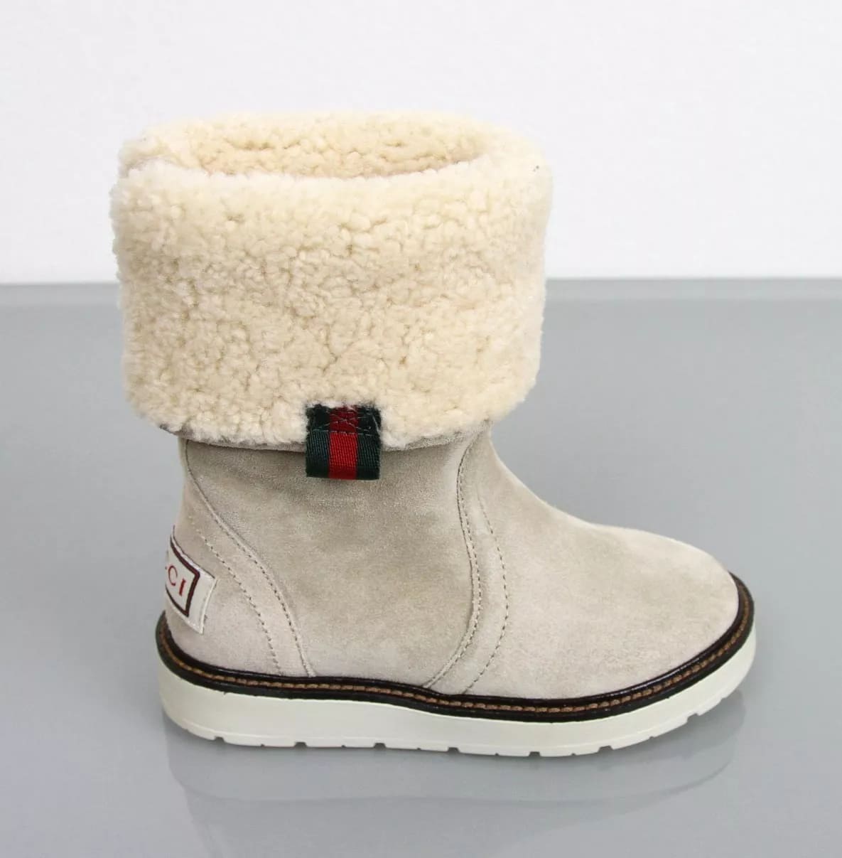 Gucci Kids "Saintex" Shearling Web Boot (29 IT / US 12)