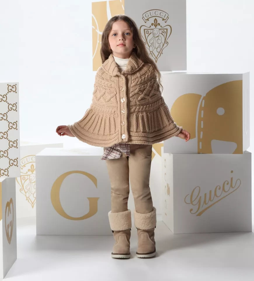 Gucci Kids "Saintex" Shearling Web Boot (30 IT / 12.5 US)