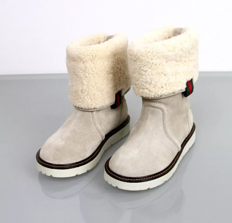 Gucci Kids "Saintex" Shearling Web Boot (30 IT / 12.5 US)