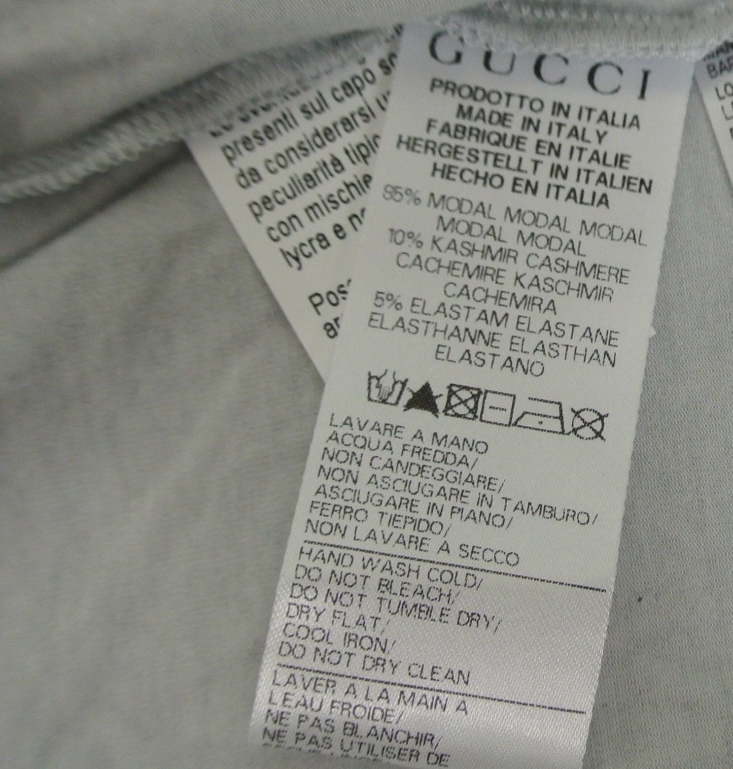 Gucci Kids Grey Long Sleeve Cashmere Turtle Neck Top Shirt With Script (Size 4)