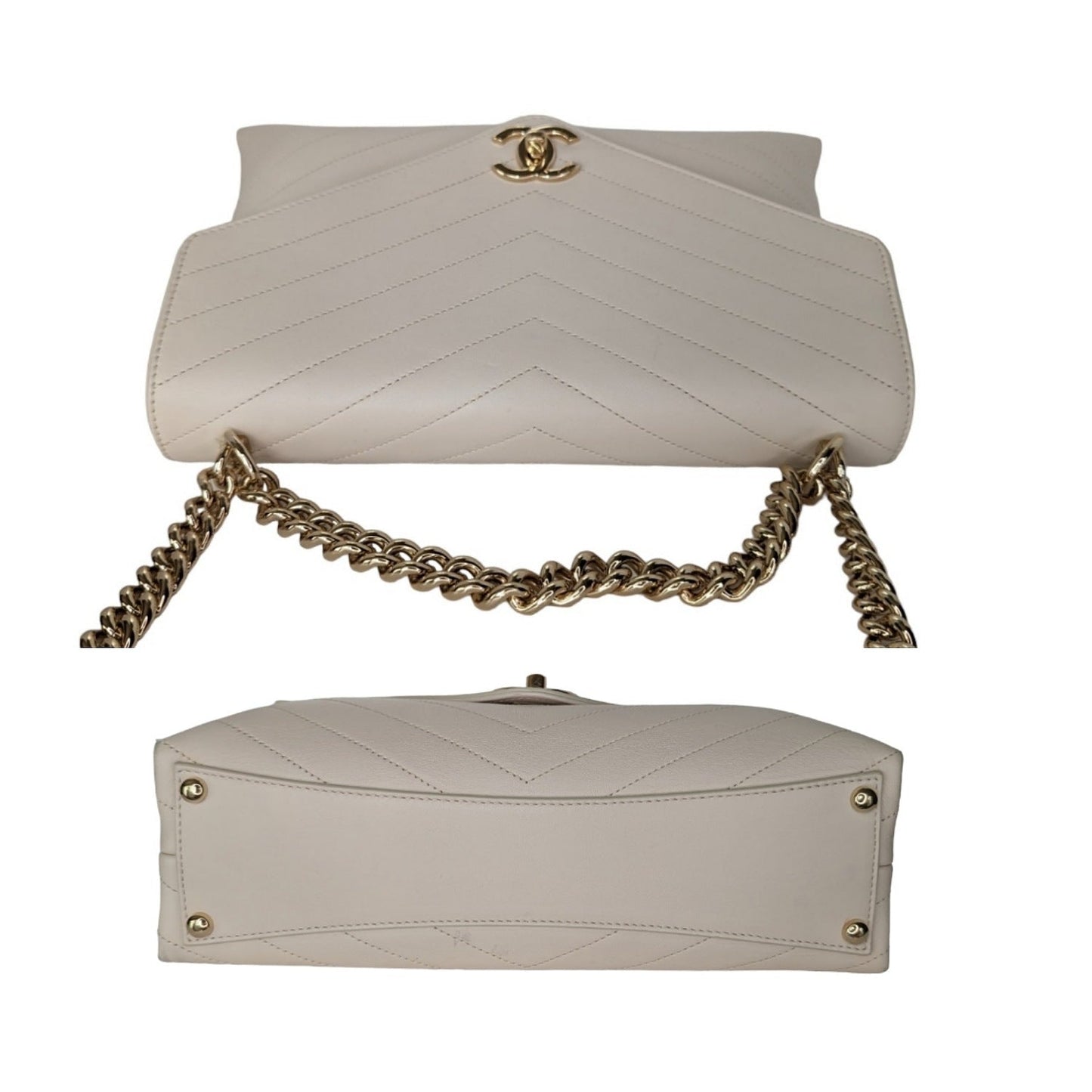 Chanel bag Cream Chevron Leather Coco Envelope Shoulder Bag