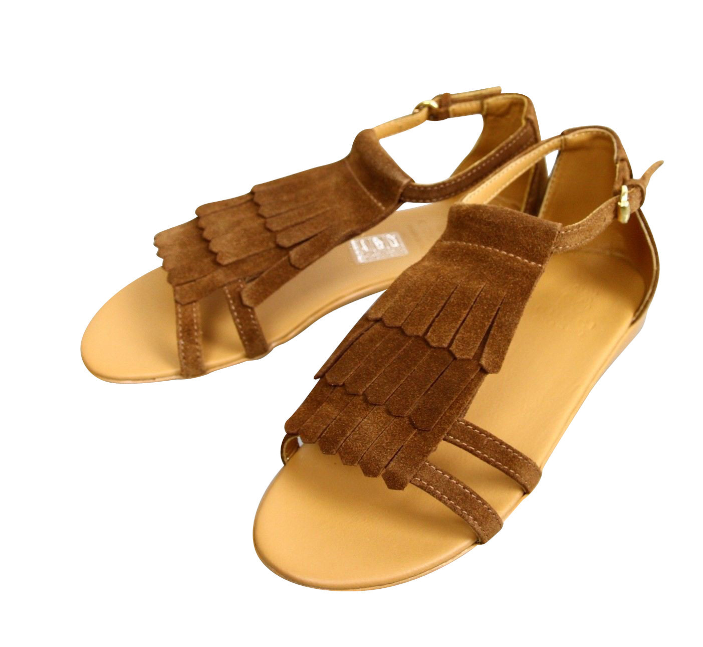 Gucci Kids Brown Suede Sandal With Fringe Detail