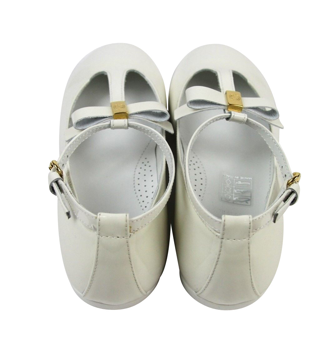 Gucci Kids White Patent Leather Ballet Flat With Bow 285312 285313