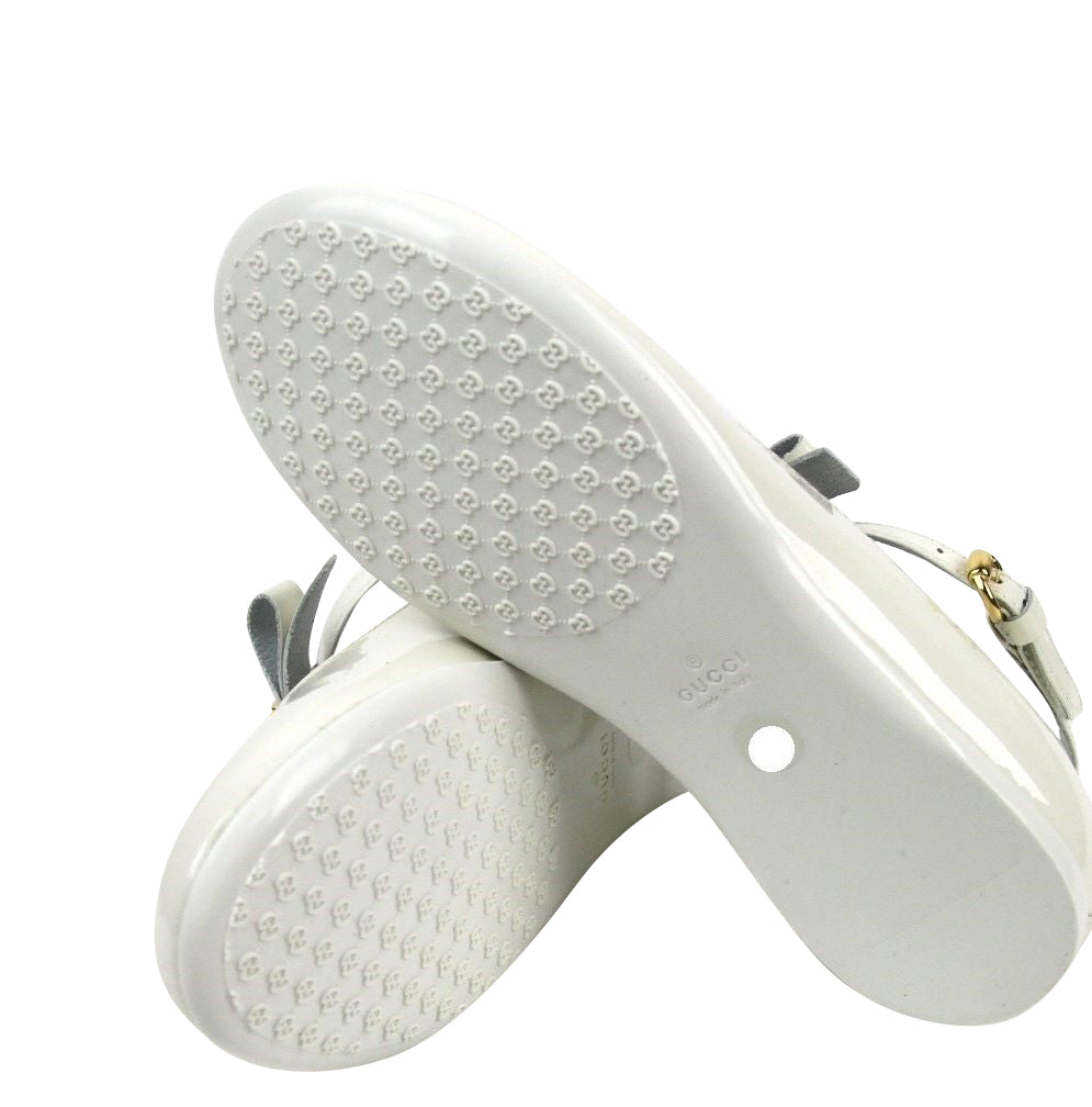 Gucci Kids White Patent Leather Ballet Flat With Bow 285312 285313