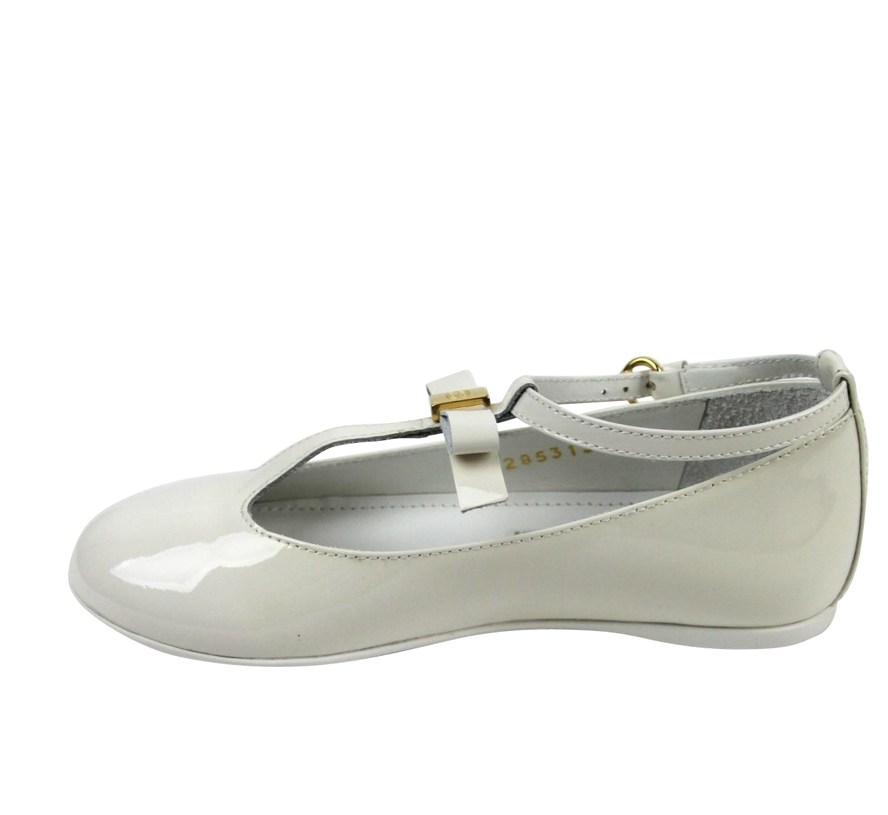 Gucci Kids White Patent Leather Ballet Flat With Bow 285312 285313