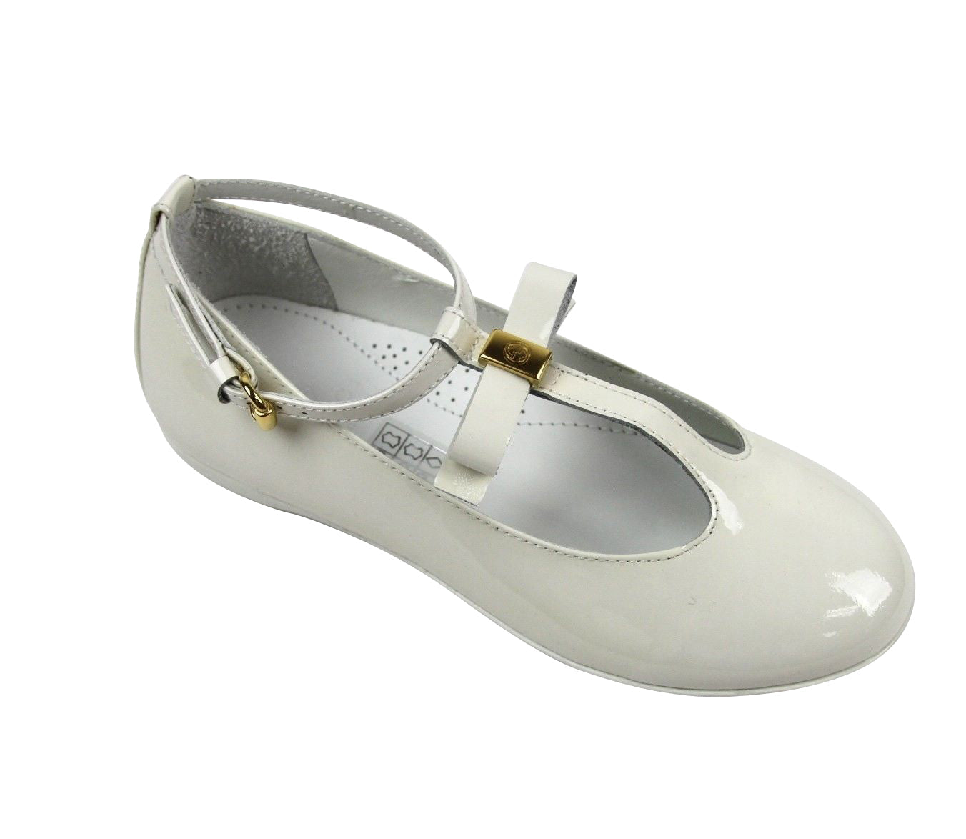Gucci Kids White Patent Leather Ballet Flat With Bow 285312 285313