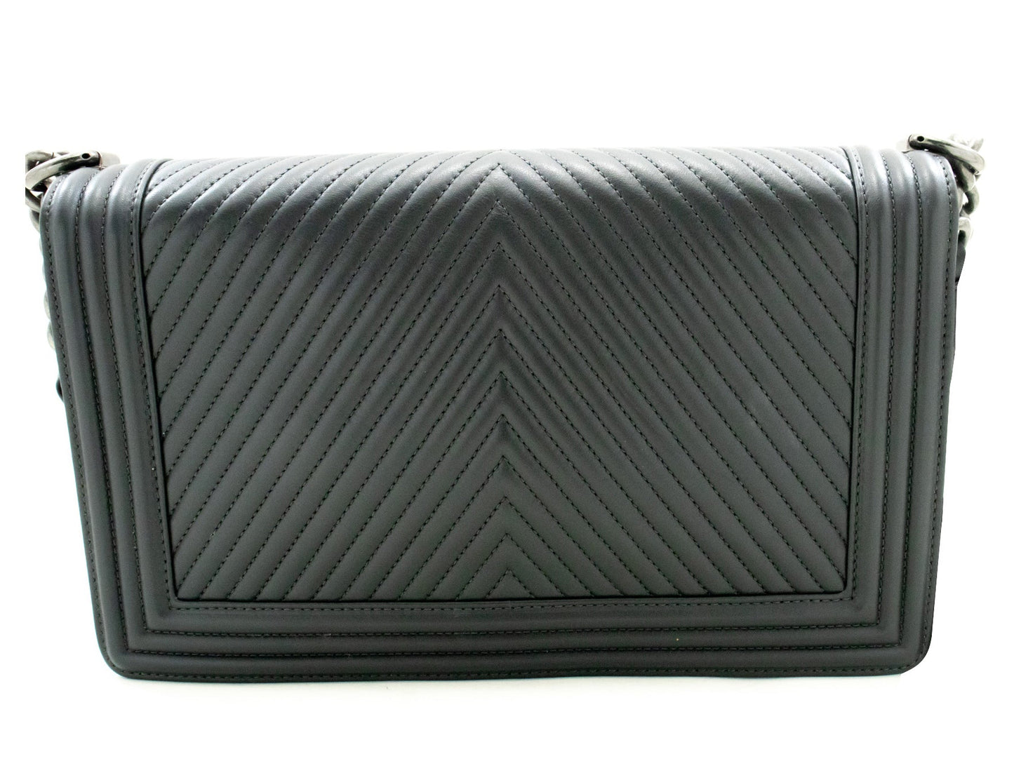 Chanel Boy Grey Leather Shoulder Bag ()