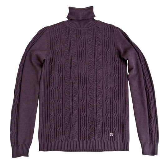 Gucci Kids Burgundy Wool Turtle Neck Sweater Top With Interlocking