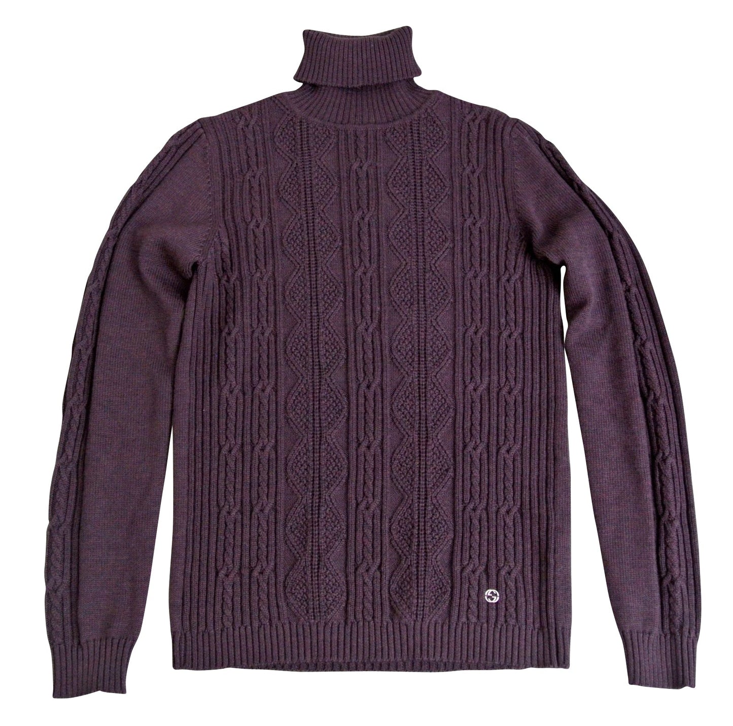 Gucci Kids Burgundy Wool Turtle Neck Sweater Top With Interlocking