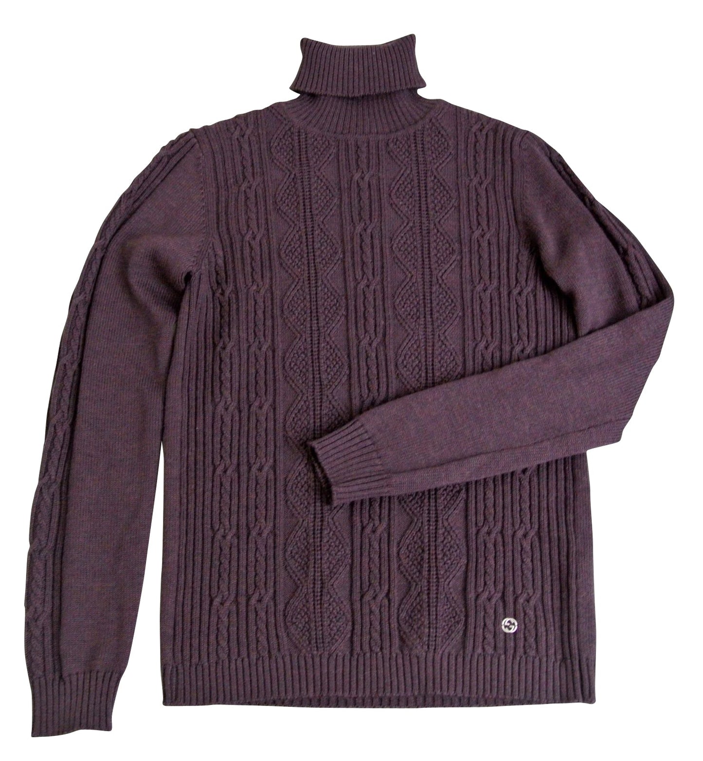 Gucci Kids Burgundy Wool Turtle Neck Sweater Top With Interlocking