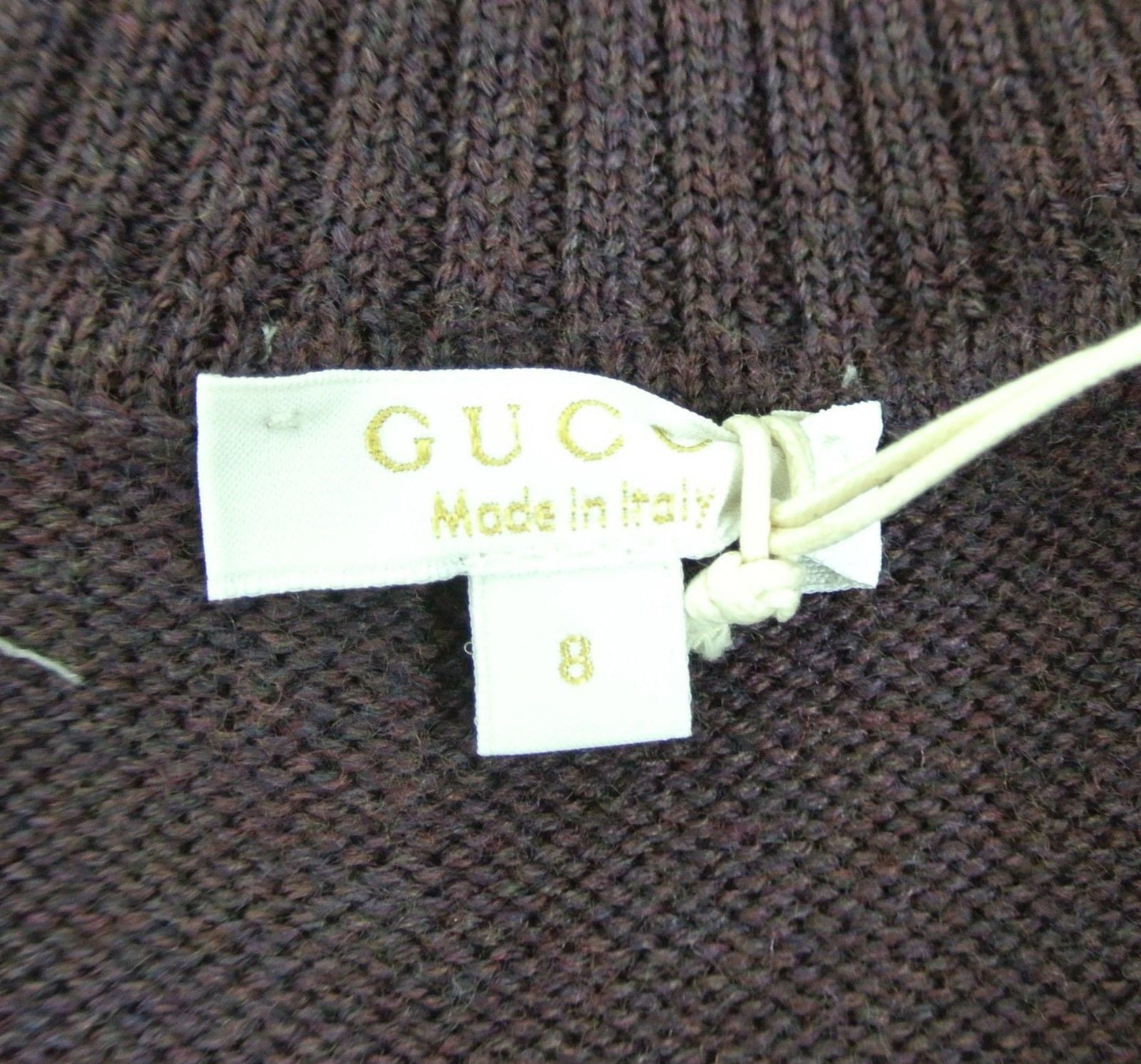 Gucci Kids Burgundy Wool Turtle Neck Sweater Top With Interlocking