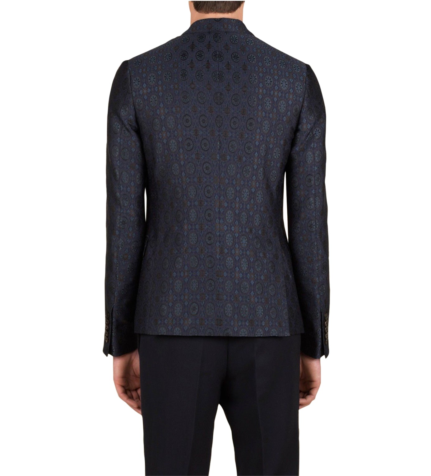 Gucci Men's Blue Floral Rose Window Jacquard Dandy Jacket