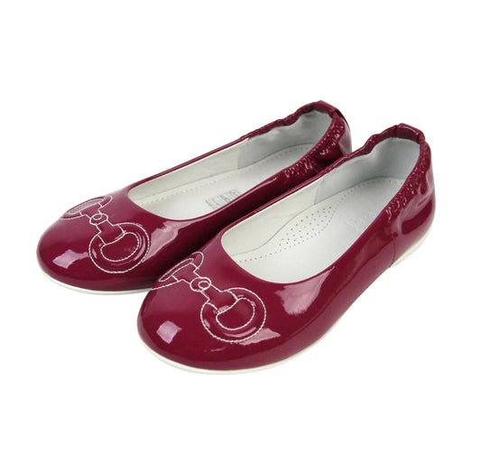 Gucci Kids Magenta Patent Leather Horsebit Stitch Ballet Flat