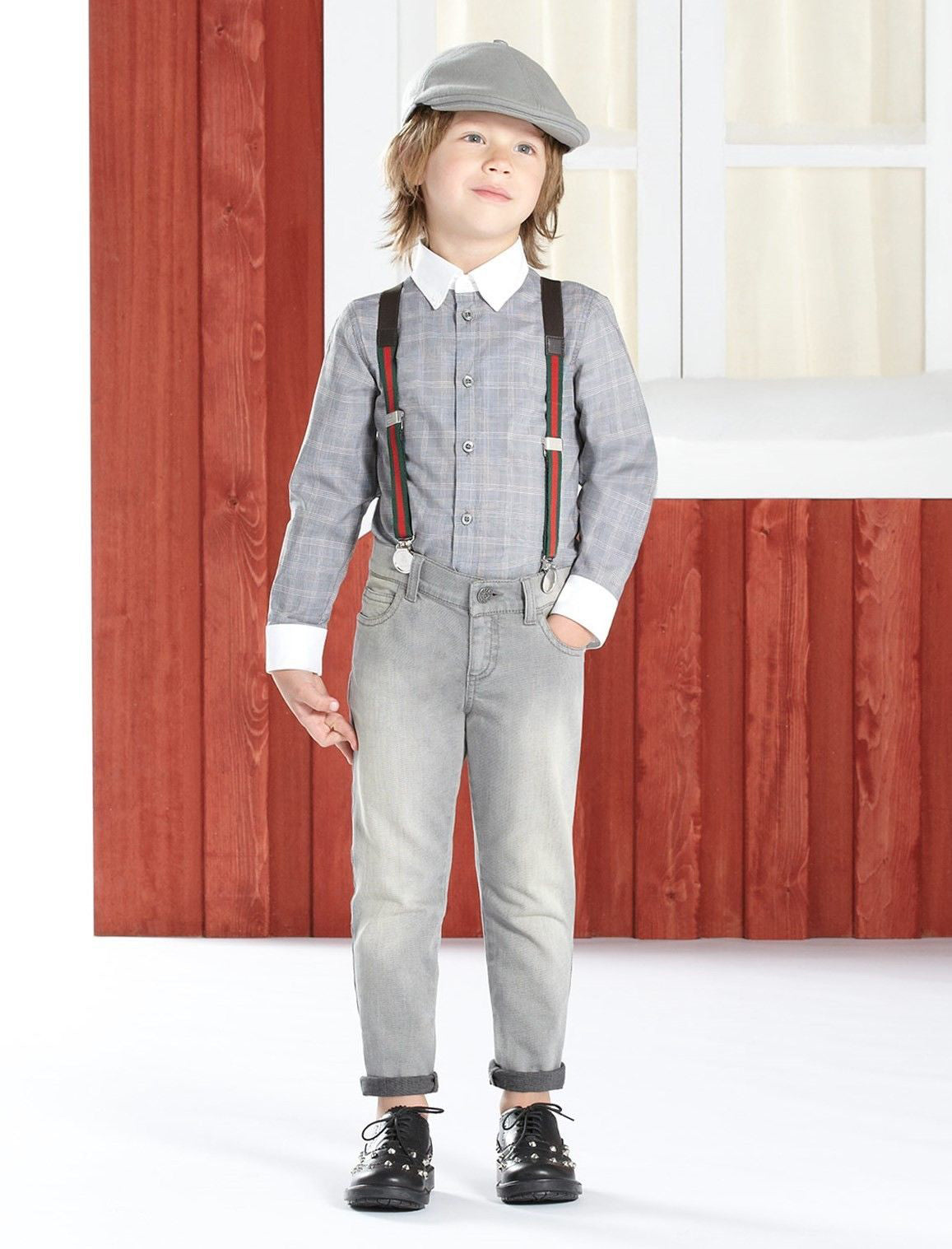 Gucci Kids Black Leather Studded Lace-up Sneakers