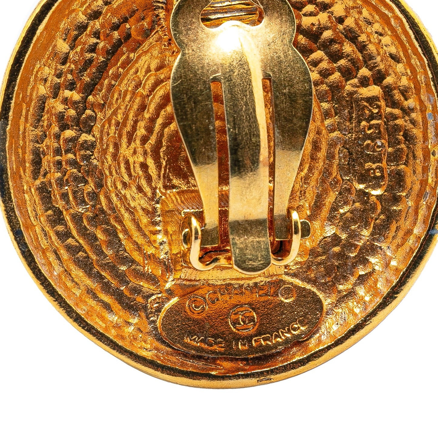 Gold Chanel Gold Plated Stars Round Clip on Earrings