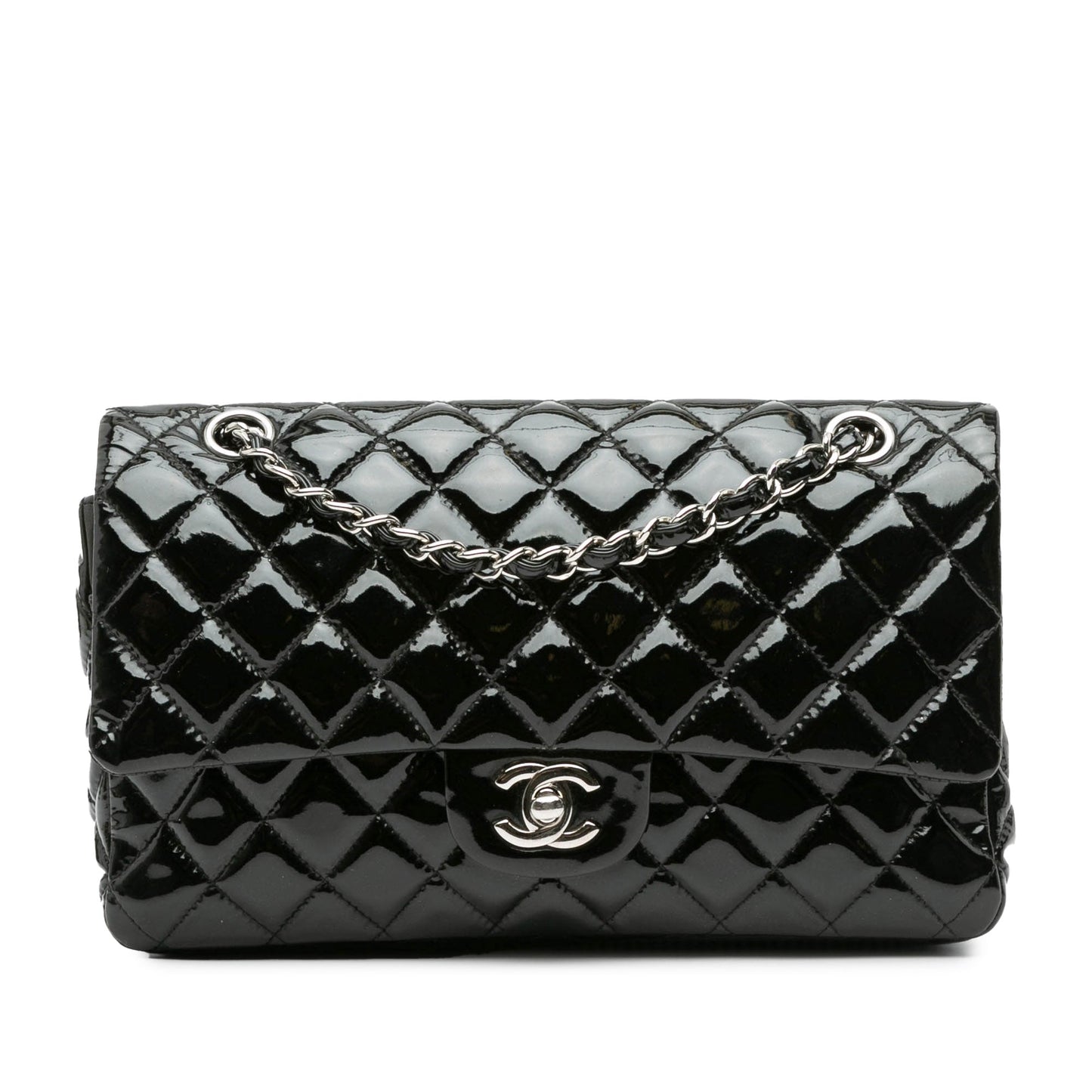 Black Chanel Medium Classic Patent Double Flap Shoulder Bag