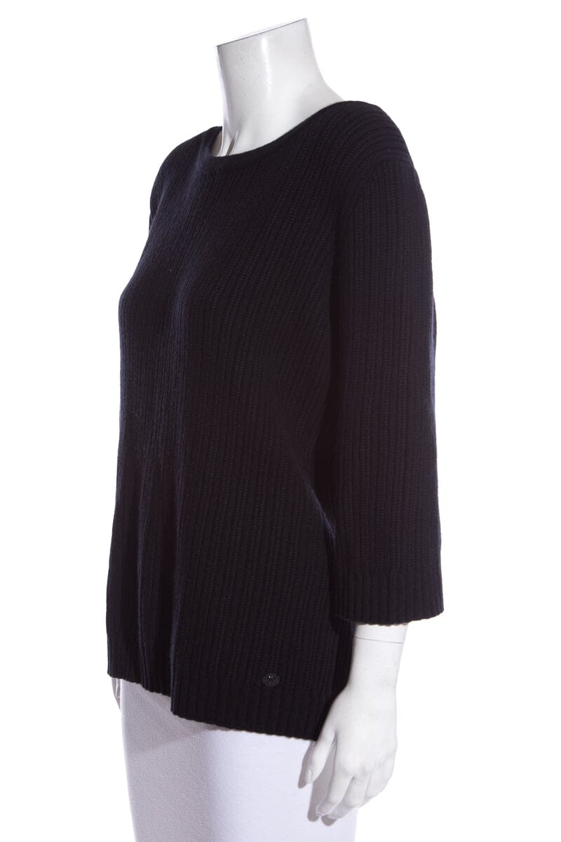 Chanel Black Cross Knotted Sweater SZ 48